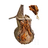 An Italian leather-covered powder horn, 17th century