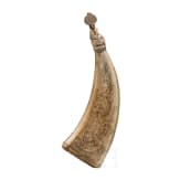 An engraved German hunting powder horn, 18th century