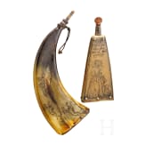 Two German powder flasks, 18th century