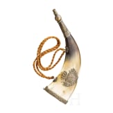 A Saxon nickel-silver mounted powder horn, 19th century