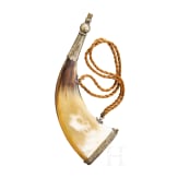 A Saxon nickel-silver mounted powder horn, 19th century