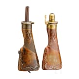 Two English powder flasks, 19th century