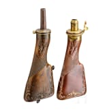 Two English powder flasks, 19th century