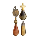 Four German powder flasks, 19th century