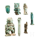 Sieben alt&auml;gyptische Fayence-Amulette, Sp&auml;tzeit, mittleres Drittel 1. Jtsd. v. Chr.