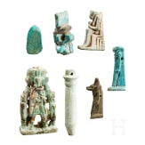 Sieben alt&auml;gyptische Fayence-Amulette, Sp&auml;tzeit, mittleres Drittel 1. Jtsd. v. Chr.