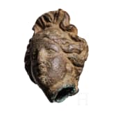 Bronzekopf eines Silen als Applike und Bronzekopf einer Venusstatuette, r&ouml;misch, 2. - 3. Jhdt. n. Chr.