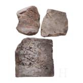 Drei Ziegel, gestempelt, darunter zwei Legionsstempel, r&ouml;misch, 2. - 3. Jhdt. n. Chr.