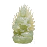 Serpentinfigur einer sitzenden Guanyin, China, 20. Jhdt.