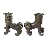 Ein Paar massive W&auml;chterl&ouml;wen aus Bronze, China, 20. Jhdt.
