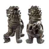 Ein Paar massive W&auml;chterl&ouml;wen aus Bronze, China, 20. Jhdt.