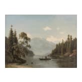 Georg Emil Libert (1820 - 1908) - Stimmungsvolle sommerliche Landschaft mit Fluss und Boot