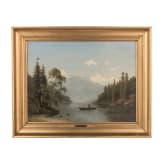 Georg Emil Libert (1820 - 1908) - Stimmungsvolle sommerliche Landschaft mit Fluss und Boot