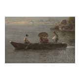 Georg Emil Libert (1820 - 1908) - Stimmungsvolle sommerliche Landschaft mit Fluss und Boot