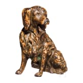 Wiener Bronze eines sitzenden Hundes, 19./20. Jhdt.