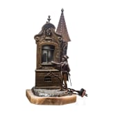 Franz Bergmann (1861 - 1936) - Bronzelampe "Das Bekenntnis", Wiener Bronze, um 1900