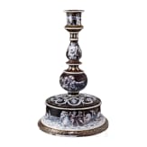 Gro&szlig;er Kupfer- und Emaille-Glockenfu&szlig;leuchter, Limoges, Frankreich, 19. Jhdt.