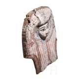 Bemalte B&uuml;ste einer Frau mit Per&uuml;cke, Oberteil einer Mumienabdeckung, Sp&auml;tzeit bis ptolem&auml;isch, Mitte 1. Jtsd. v. Chr. - 1. Jhdt. v. Chr.