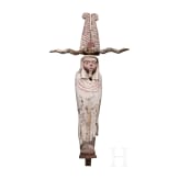 Bemalte h&ouml;lzerne Figur des Ptah-Sokar-Osiris mit Schutikrone, Sp&auml;tzeit bis ptolem&auml;isch, Mitte 1. Jtsd. v. Chr. - 100 v. Chr.