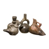 Drei Gef&auml;&szlig;e, Peru, Chimu-Kultur (zwei), 11. - 15. Jhdt.
