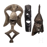 Drei Masken, Maasai/Kota/Chokwe oder Dan, Kenia/Gabon