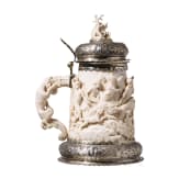 Jagdlicher Elfenbein-Humpen, deutsch, Montierung Hanau oder Schw&auml;bisch Gm&uuml;nd, um 1900