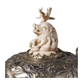 Jagdlicher Elfenbein-Humpen, deutsch, Montierung Hanau oder Schw&auml;bisch Gm&uuml;nd, um 1900