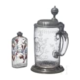 Schnapsflasche und Walzenkrug, deutsch, 18. Jhdt. und Th&uuml;ringen, um 1800