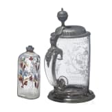 Schnapsflasche und Walzenkrug, deutsch, 18. Jhdt. und Th&uuml;ringen, um 1800