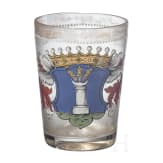 Emailliertes Glas mit Wappen der Grafen von Pocci, Petersdorf, Fritz Heckert, um 1880