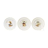 Drei Teller mit V&ouml;geln und Insekten, Meissen, um 1780