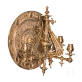 Pr&auml;chtiger Wandleuchter aus Messing, deutsch, um 1860/80