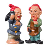 Konrad Adenauer und Nikita Chruschtschow als Gartenzwerge, deutsch, 50er/60er Jahre