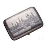Silber- und Niellodose mit Stadtansicht mit Moskauer Kreml, Russland, 2. H&auml;lfte 19. Jhdt.