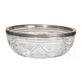 Gro&szlig;e Glasschale mit Silbermontur, Russland, St. Petersburg, 1908 - 1917