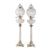 Ein Paar gro&szlig;e Kristall-Tischlampen mit Silbermontur, Russland, Moskau, Shanks & Co., 1895