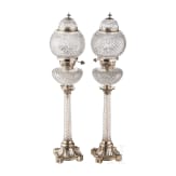 Ein Paar gro&szlig;e Kristall-Tischlampen mit Silbermontur, Russland, Moskau, Shanks & Co., 1895