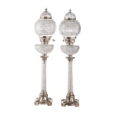 Ein Paar gro&szlig;e Kristall-Tischlampen mit Silbermontur, Russland, Moskau, Shanks & Co., 1895