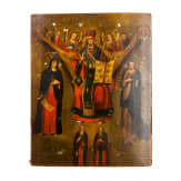 Gro&szlig;formatige Ikone mit der Deesis mit Silberokad, Russland, Woronesch, 1847