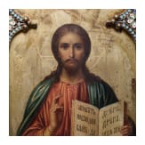 Bedeutendes Cloisonn&eacute;-Email-Ikonen-Triptychon mit dem Christus Pantokrator, Russland, Moskau, Pawel Owtschinnikow, 1897