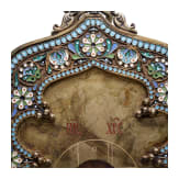 Bedeutendes Cloisonn&eacute;-Email-Ikonen-Triptychon mit dem Christus Pantokrator, Russland, Moskau, Pawel Owtschinnikow, 1897