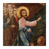 Gro&szlig;formatige Ikone mit der Erweckung des Lazarus, Griechenland, 19. Jhdt.