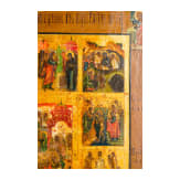 Festtagsikone mit 16 Hochfesten und den vier Evangelisten, Russland, 19. Jhdt.