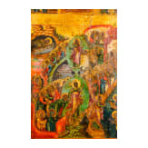 Festtagsikone mit 16 Hochfesten und den vier Evangelisten, Russland, 19. Jhdt.