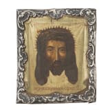 Kleine Ikone mit dem Mandylion mit Silberbasma, Russland, St. Petersburg, Andrej Ignatew, 1857
