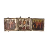 Reisetriptychon mit Silbermontierung mit der Verkl&auml;rung Christi, Russland, Twer, 1831