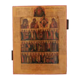 Gro&szlig;formatige Ikone mit den Heiligen "Welchen von Gott die Gabe zu Heilen gegeben ist", Russland, 1. H&auml;lfte 19. Jhdt.