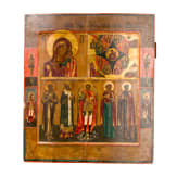 Gro&szlig;formatige Dreifelder-Ikone mit dem Erzengel Michael und dem Heiligen Christophorus, Russland, 19. Jhdt.