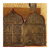 Gro&szlig;formatige Ikone mit den Heiligen Feodosij von Uglitsch und Seraphim von Sarow, Russland, nach 1903
