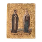 Ikone mit den Heiligen Nikolai und Aglaida, Russland, um 1900